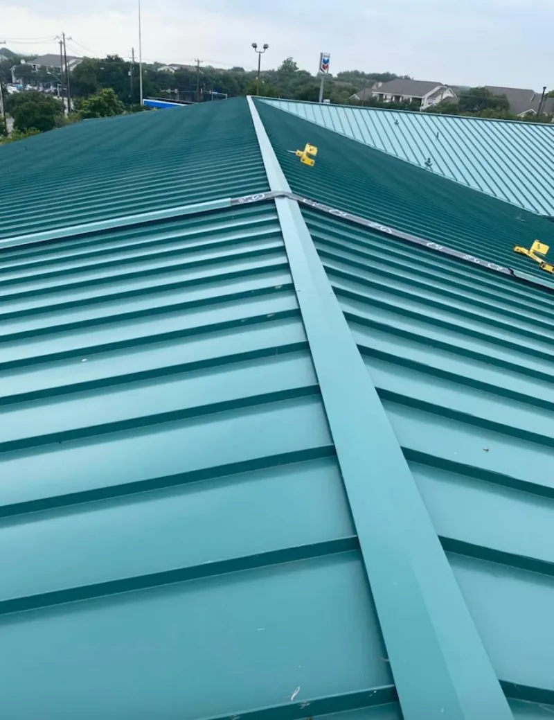 Green commercial metal roof ridge and valley for Metal Roof Repair in East Rutherford